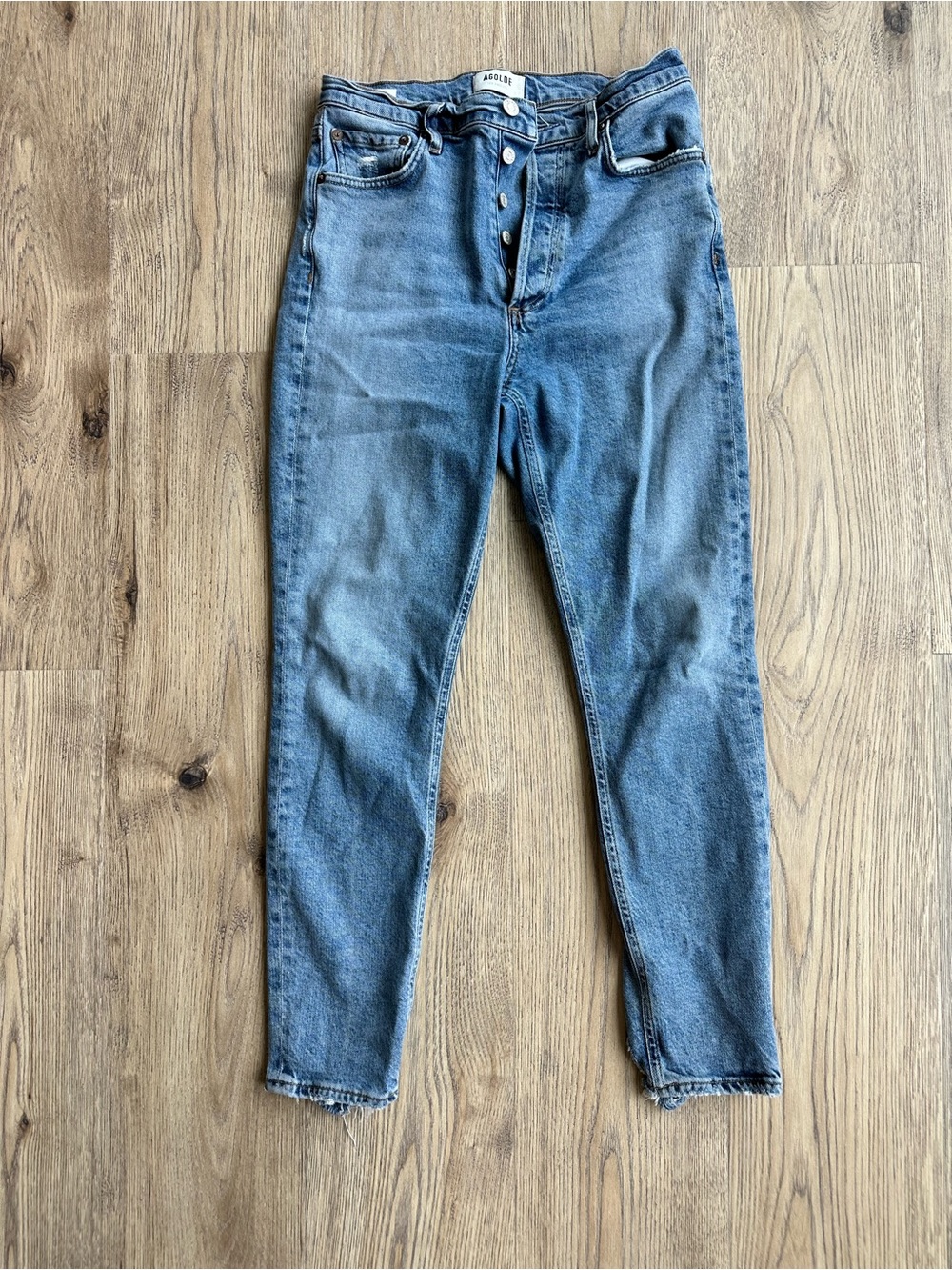 Agolde Blue High-Rise Button-Fly Jeans
